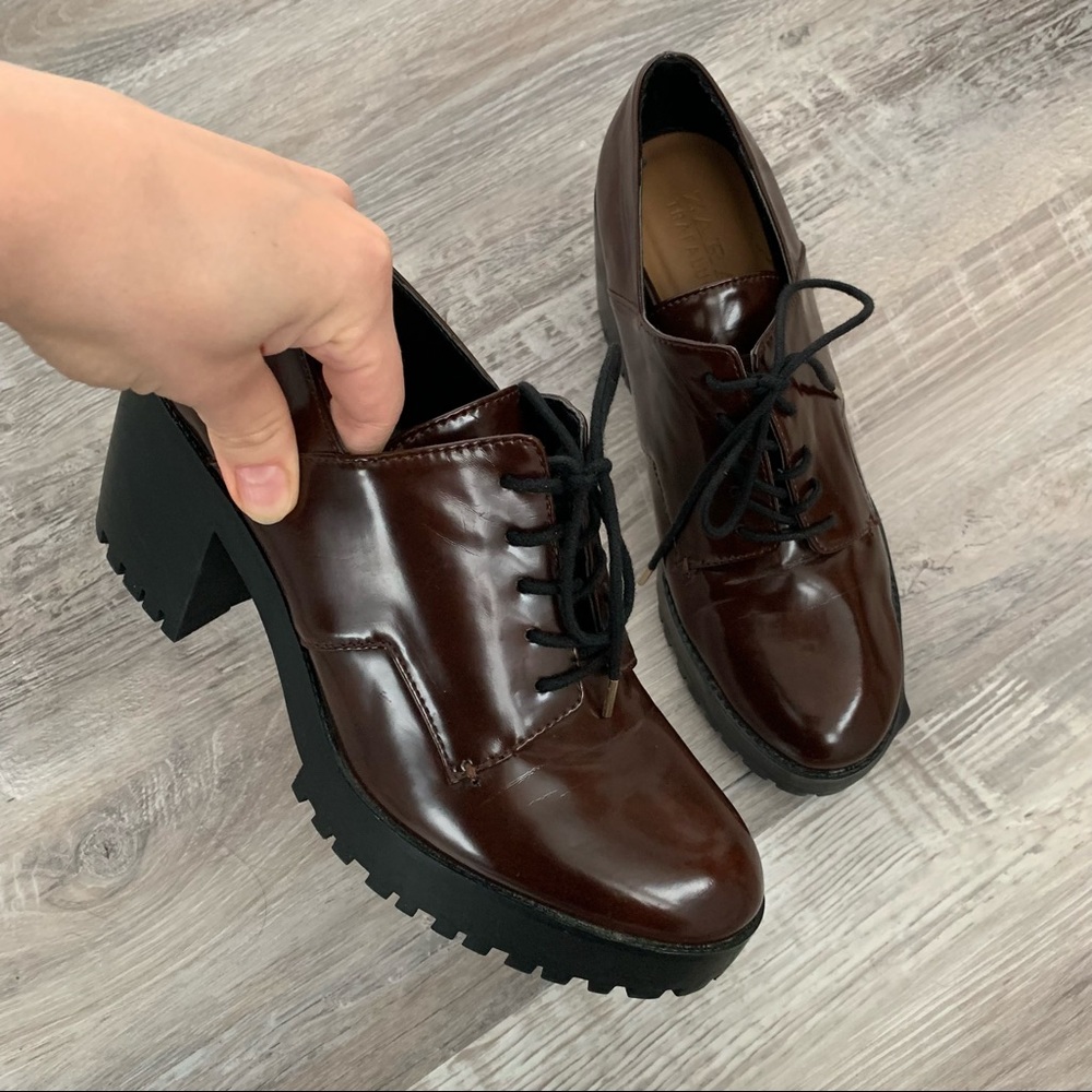 Zara Lace Up Chunky Trafaluc Heeled Booties